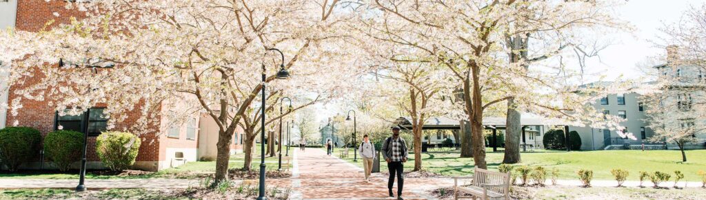 Walkway between the Chapel and McDermott Hall